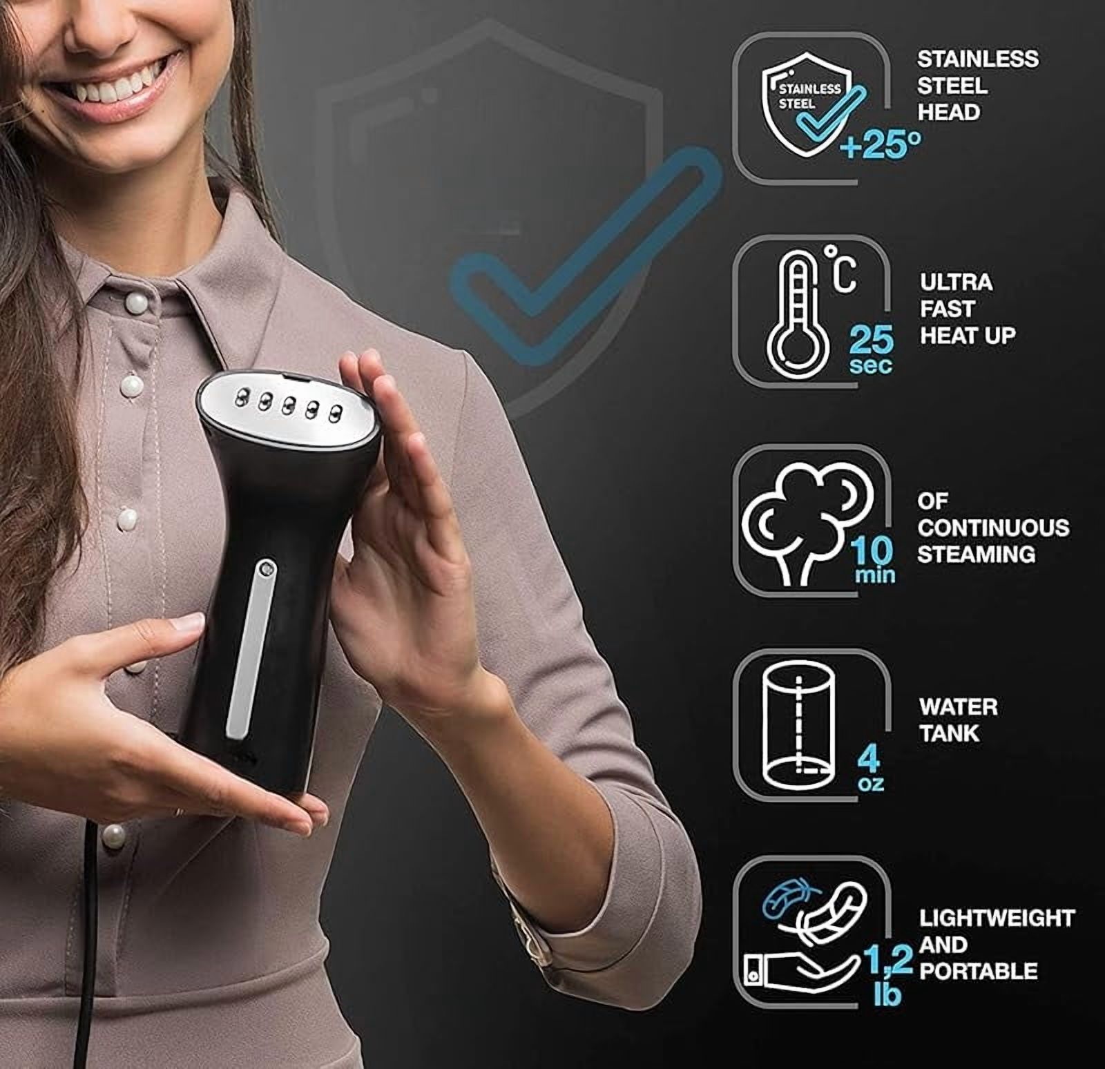 Travel Size Compact Travel Garment Steamer for Clothes to Go and Home Safe for Any Fabrics - Portable Handheld Steamer Powerful Steam Generator Iron for Clothes Best for Travel, 110V