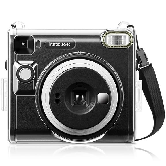Fintie Protective Case for Fujifilm Instax Square SQ40 Instant Camera, Crystal Hard PVC Cover with Adjustable Removable Shoulder Strap, Clear