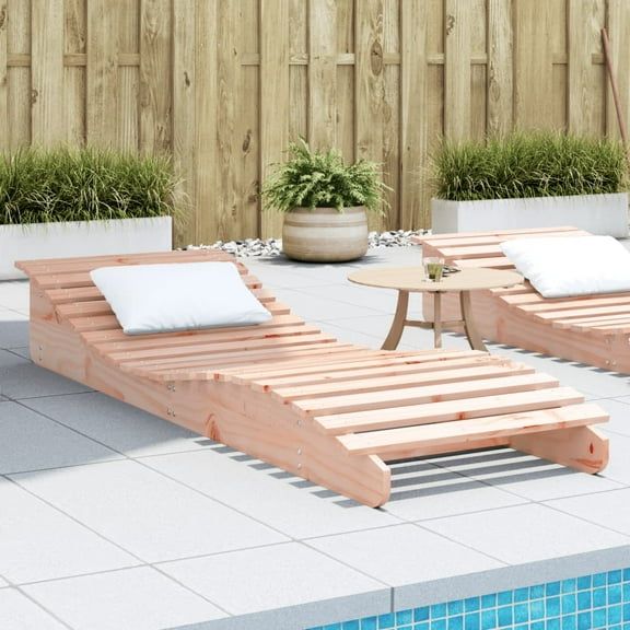vidaXL Sun Lounger Natural wood Solid Douglas wood 80.7 x 27.6 x 12.4 in