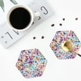 thumbnail image 5 of Pofeuu Colorful Watercolor Dots Print Leather Coasters Set of 6, Round Cups Mugs Mat Pad for Home Kitchen Heat Resistant Drink Coasters,Hexagon, 5 of 7