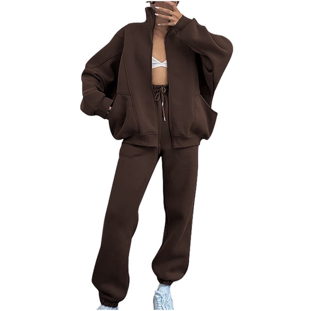 Timegard 2 Piece Sets for Women Oversized Sweatsuits Fall Winter Sweatshirts Joggers Pants Lounge Sets