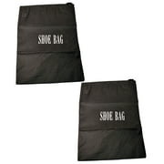 Black Shoe Bag With Drawstring Closure Travel Storage Set of 2