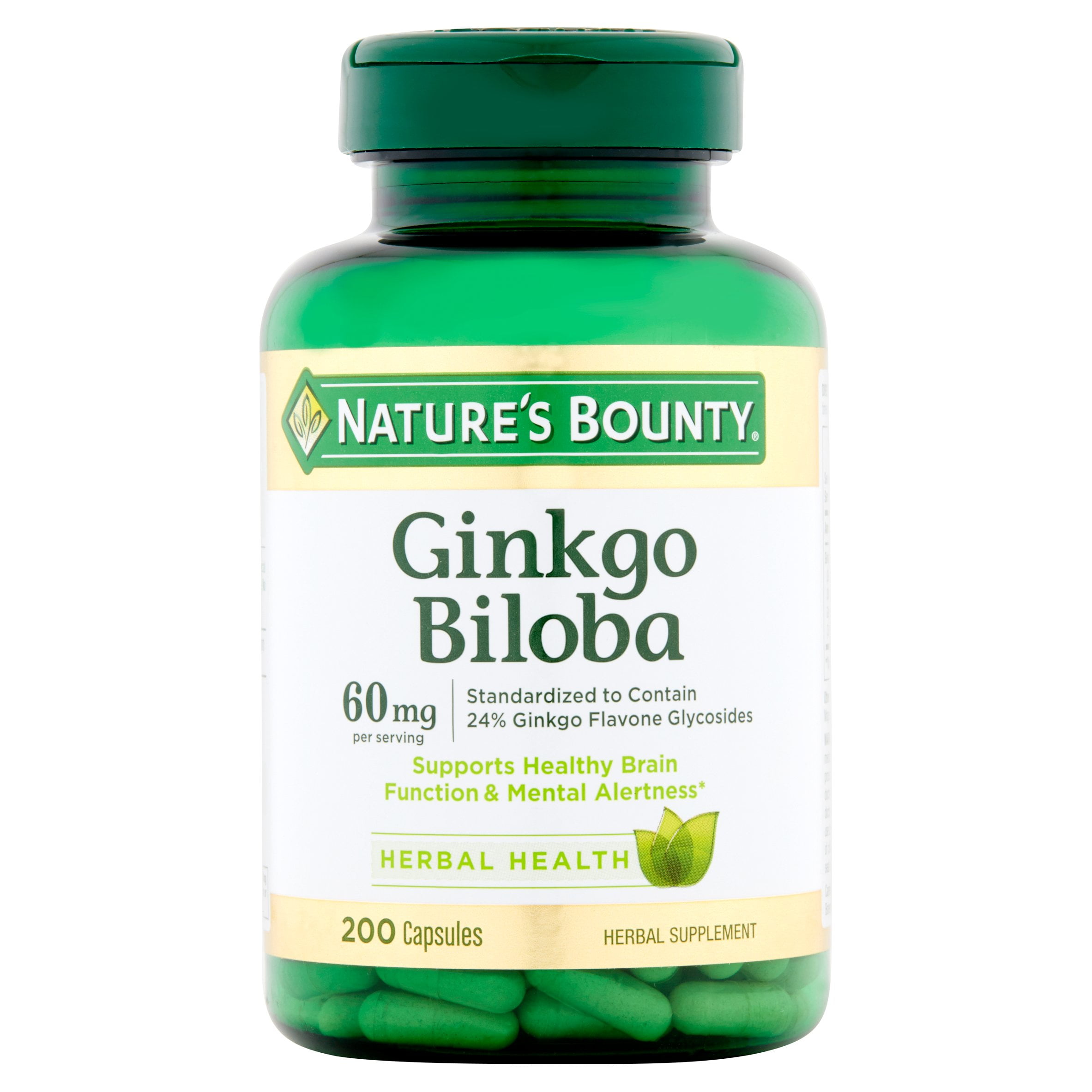 Nature's Bounty Ginkgo Biloba Capsules, 60 mg, 200 count