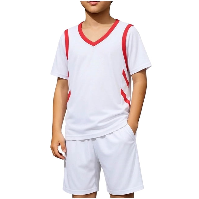 Odeerbi Niños Niñas Rápido Seco Uniforme de Baloncesto 2 En 1 Estilo Camiseta Shorts Ropa Deportiva Transpirable Conjunto Atlético Para 2-13 Años