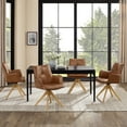 thumbnail image 6 of Modern Brown Leather Swivel Arm Chair with Wood Legs in Home Office, Task Chair, 6 of 8