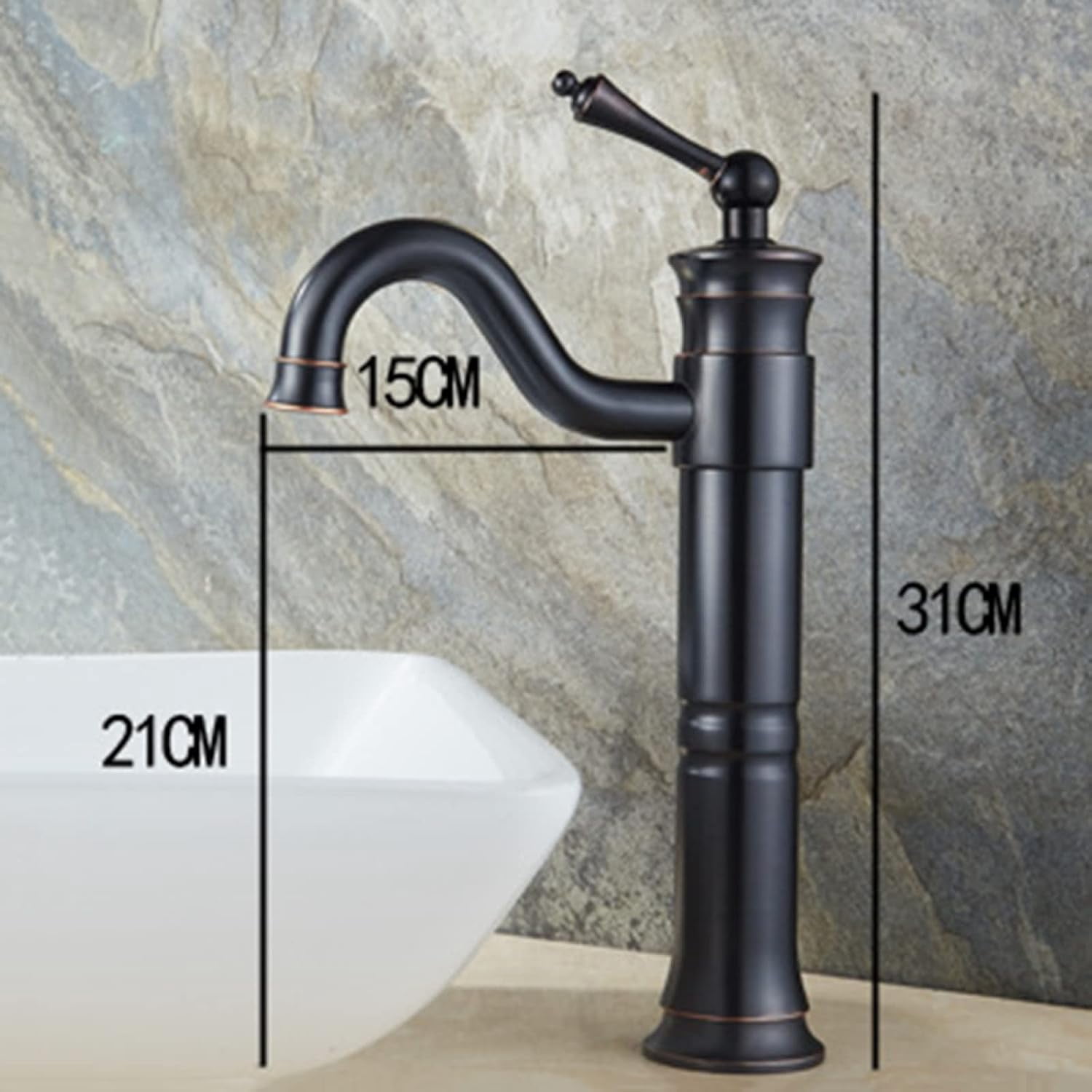 Vintage Bathroom Faucet Black, Antique Brass Bathroom Sink Faucet, Cold/Hot Water Basin Tap Single Hole, Single Handle Bathroom Faucet, C