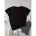 thumbnail image 2 of Camiseta con estampado "Mi papá me cuida desde el cielo" para mujer, informal, de cuello redondo y manga corta, corte holgado y cómodo, con el gráfico "Mi papá me cuida desde el cielo", ideal para cu, 2 of 7