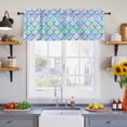 thumbnail image 2 of 2 Pack Mermaid Tail Backdrop Valance for Window Fish Scale Kitchen Valance Rod Pocket Short Curtain Topper Decorative Window Treatment for Living Room Bedroom 60"x18", 2 of 8