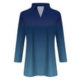 thumbnail image 4 of XuJwPNcy 3/4 Length Sleeve Womens Tops Collared V Neck Gradient Printed Shirts Summer Trendy Casual Loose Tops, 4 of 5