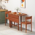 thumbnail image 3 of GOFLAME Square Drop Leaf Dining Table for 2-4 People, Folding Kitchen Table with Solid Rubber Wood Legs, Farmhouse Extendable Table for Dining Room, Living Room, Small Space, Walnut, 3 of 18