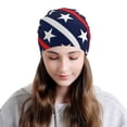 thumbnail image 2 of Xecao Patriotic Star Print Beanie Knitted Hat for Men Women, Winter Fashion Knit Cuffed Caps Unisex, 2 of 7
