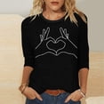 thumbnail image 2 of Tops de Cuello Redondo para las Mujeres Moda Impresa 3/4 Mangas Blusa Casual Top, Estante de Imitación, 2 of 5