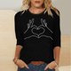 thumbnail image 2 of Tops de Cuello Redondo para las Mujeres Moda Impresa 3/4 Mangas Blusa Casual Top, Estante de Imitación, 2 of 5