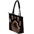 thumbnail image 3 of Paw Print Canvas Leather Mix Tote Bag with Twill, Sponge, Jeanette Material | 30x10.5x39cm/11.8x4.1x15.4in Size, 3 of 5