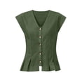 thumbnail image 6 of GERsome Women's Tank Tops V-Neck Pleated Button Down Sleeveless Loose Fit T-Shirts for Summer Casual Army Green Size L, 6 of 9