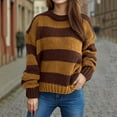 thumbnail image 2 of Ltctricy Women's Fall Sweater Winter Warm Soft Knitted Loose Pullover Tops Casual Striped Comfy Crewneck Shirts, 2 of 6