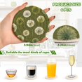 thumbnail image 2 of 6 Pcs Drink Coasters with Holder 3.94in Woven Coasters for Drinks Green Dandelions Pattern Coaster Set for Protection Table, 2 of 7