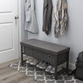 thumbnail image 5 of Simplify 2 Tier Faux Linen Entryway Bench with 3 Pairs Shoe Rack, Gray, 5 of 6