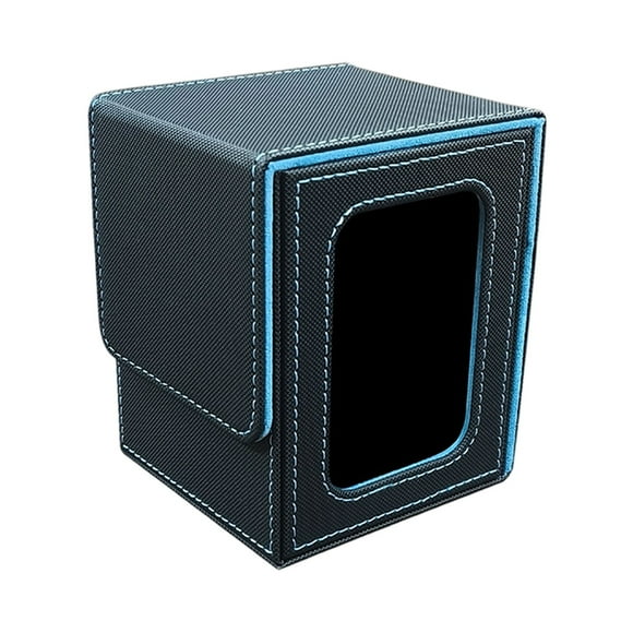 Leather Trading Card Holder with Clear Display Window for Secure Storage and Organization of Collectible Game Cards
