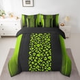 thumbnail image 2 of Homewish Lime Leopard Print Bedding Comforter Set 7pcs for Female, Chic Stripe Abstract Queen Bedding Sets, Modern Fashion Art Reversible Queen Sheet Sets, Microfiber Bedroom Decor, 2 of 7