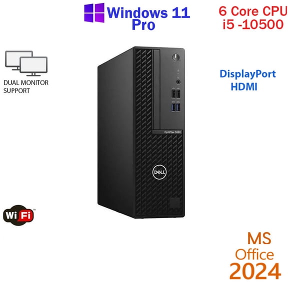 Restored Windows 11 Dell Optiplex 3080 i5 10500 1TB SSD 16GB RAM WiFi Desktop Computer PC Office24 Refurbished