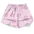thumbnail image 7 of Womens Pink Floral 2 In 1 Athletic Shorts, Drawstring Workout Gym Running Yoga Shorts With Built In Compression Liner,Size XL, 7 of 7