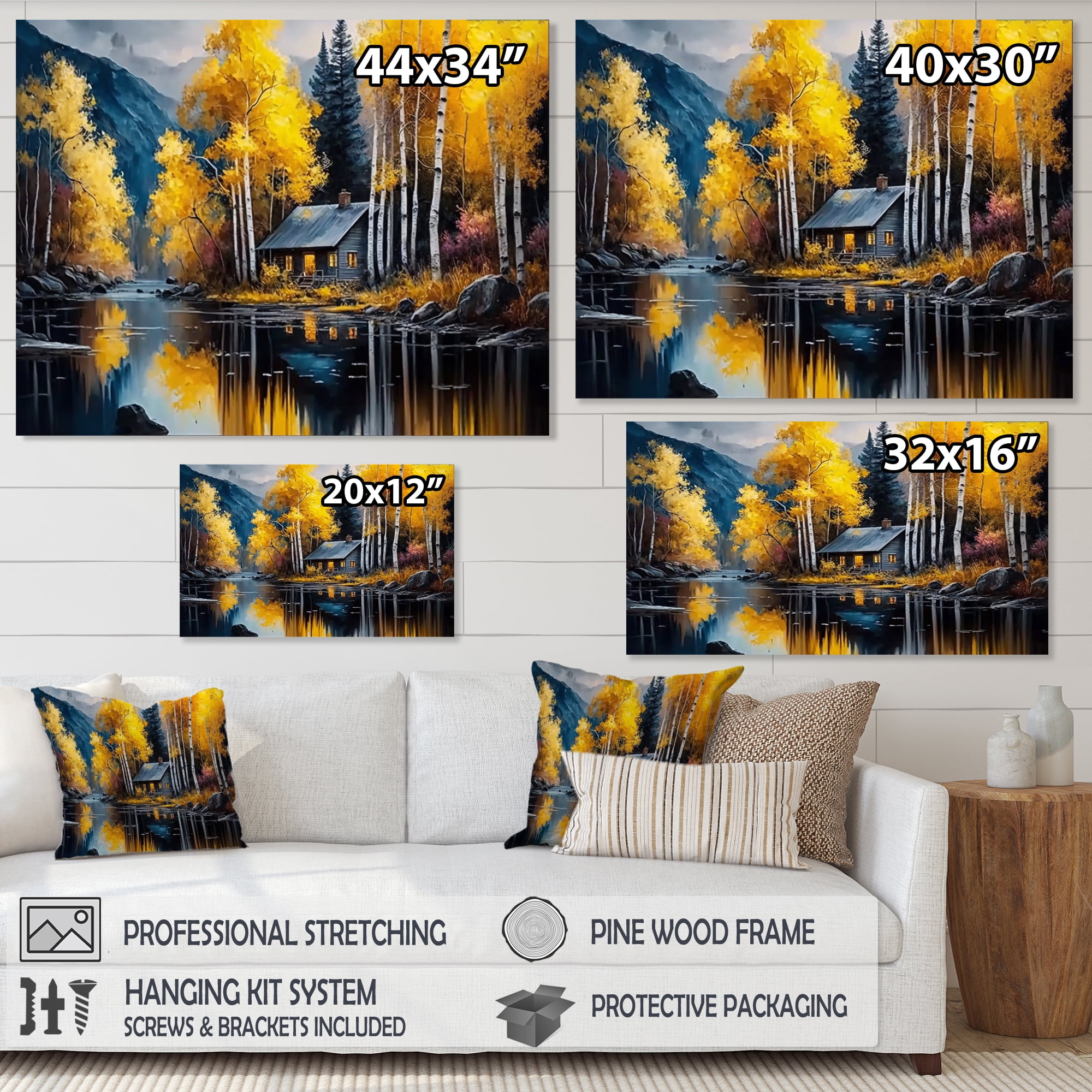 Designart Cabin By The Lake In Summer III Canvas Wall Art