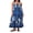 Dark Blue, variant on Women Casual Long Dress Print Spaghetti Strap Sleeveless Cami Dress Loose Tie-Up Backless Holiday Dress