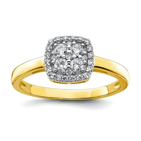 10k Solid Yellow Gold Square Cubic Zirconia Fancy Ring Size 6.75 Ring for Women