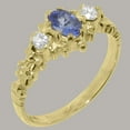 thumbnail image 2 of LBG British Made 14k Yellow Gold Natural Tanzanite & Diamond Womens Statement Ring - 33 size options - Size 9.25, 2 of 9