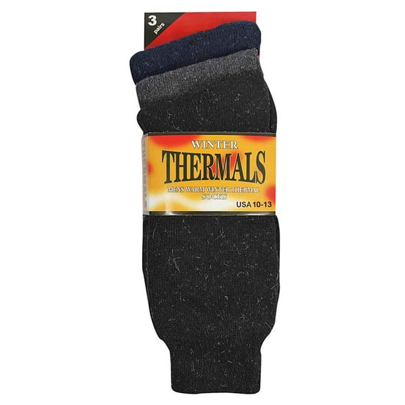 Navy Blue Black & Charcoal Mens Thermal 3 Pack Socks