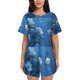 thumbnail image 1 of Fotbe Hibiscus Flowers Calm Water Conjunto de Pijama Estampado para Mujer, 2 Piezas, Ropa de Dormir con Camiseta de Manga Corta y Shorts Suaves-3X-Large, 1 of 6
