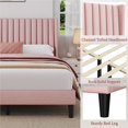 thumbnail image 6 of Yaheetech Upholstered Platform Bed Frame with Channel Tufted Headboard, Queen, Pink, 6 of 6