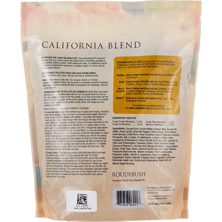 ラウディブッシュ/ROUDYBUSH カリフォルニアブレンド ミニ 1.25kg（ペレット・ドライフルーツ&amp;ベジタブルのミックス）鳥 餌 オカメインコ ボタンインコ