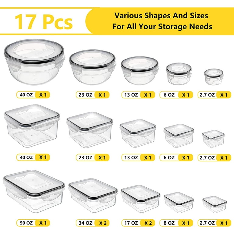 Small Stackable Snack Containers (12 Pack: 6 x 17oz + 6 x 6oz