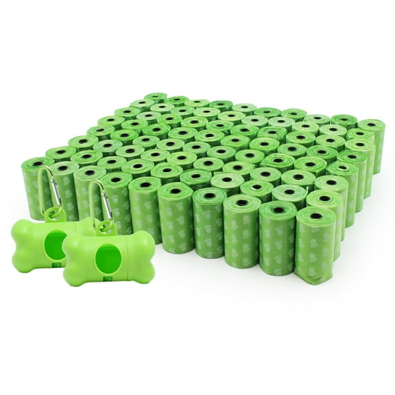 EcoJeannie Biodegradable Dog Waste Bags, Lavender Scented (1600-Count) With 2 Dog Poop Bag Dispensers