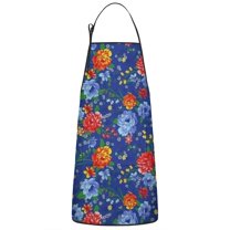 Pioneer Flower Floral Print Pattern Apron-Garden Aprons for Women with Pockets-Cotton Linen Waterproof Kitchen Cooking Gardening Aprons Adjustable for Kitchen,Cooking,BBQ and Salon 33x27 Inch
