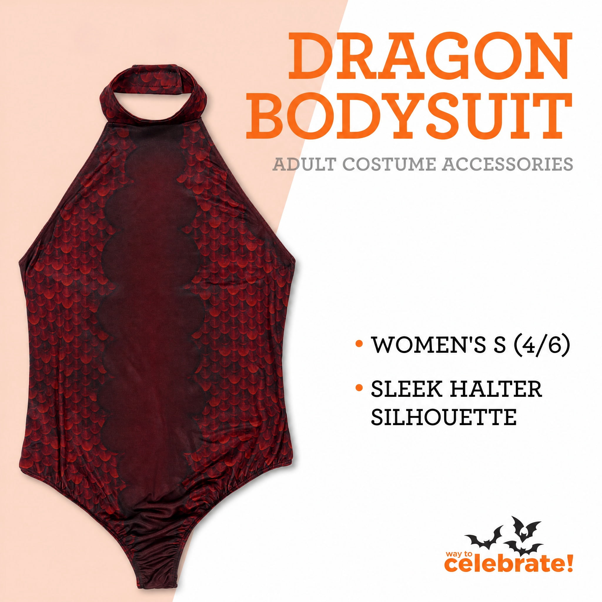 Dragon Bodysuit Costume Accessory for Adults, Red, S (4/6), Halloween by Way To Celebrate