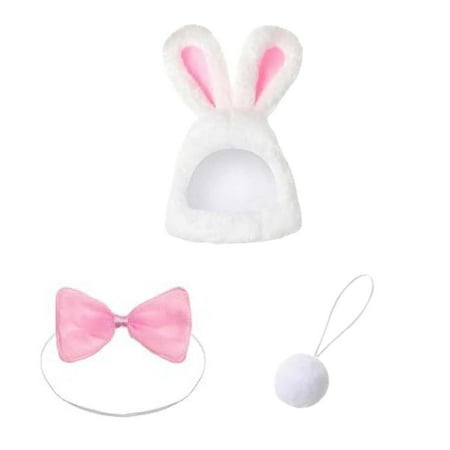 OutmaxHome Easter Bunny Porch Outfit Set Bunny Ear Hat Bow Tie & Skirt Spring & Holiday Decor for Yard Patio Pets
