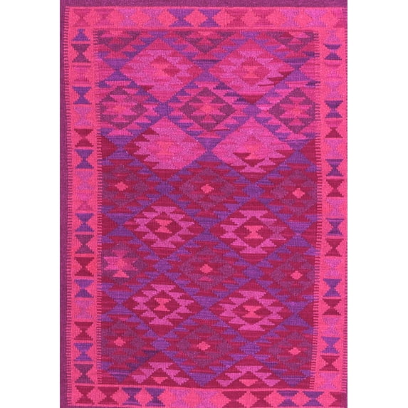 Ahgly Company Indoor Rectangle Oriental Pink Traditional Area Rugs, 2' x 3'