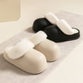 thumbnail image 1 of Pantuflas de mujer con punta cerrada, impermeables y desmontables, de suela gruesa, para uso en exteriores, para la oficina, de algodón, muy cálidas, para otoño e invierno, 1 of 4