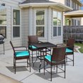thumbnail image 2 of Outsunny 5-Piece Wicker Patio Bar Table Set with Umbrella Hole, Brown, 2 of 10