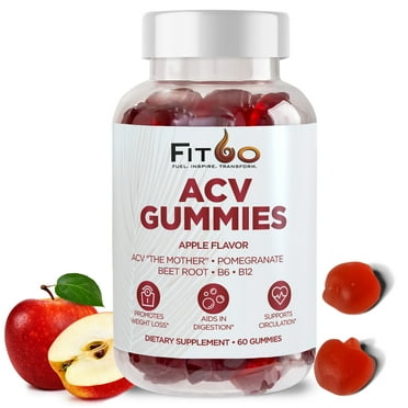 FIT60 Keto Apple Cider Vinegar Gummies with The Mother | Keto ACV Gummies for Advanced Healthy Weight, Detox and Cleanse | Beet Root, Pomegranate, Folic Acid, B6/B12, 60 Count Made in USA