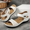 thumbnail image 5 of Orthopedic Sandals for Women Open Toe Rhinestone Band Slingabck Platform Wedges Breathable Footbed Arch Support Antislip Walking Shoes White Size 5.5, 5 of 6