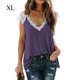 thumbnail image 1 of Camiseta de mujer Encaje Cuello en V Sin mangas Casual Loose Girl Summer Top, Morado, XL kenally AP001333-14, 1 of 5