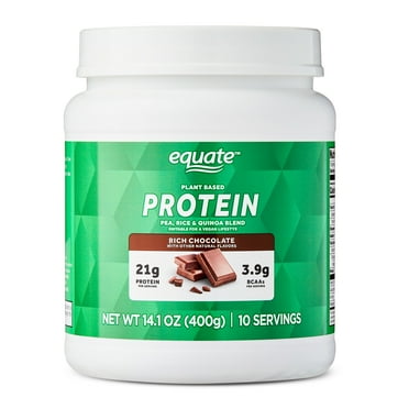 Equate Plant-Based Protein Powder Supplement, Rich Chocolate, 14.1 oz