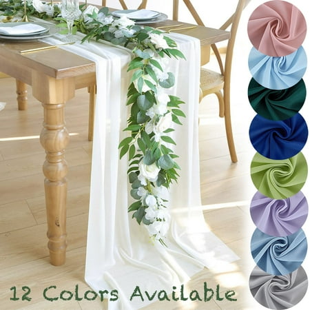 

10FT Chiffon Table Runner for Wedding Decorations Rustic Table Runner Sheer Decor for Bridal Shower Birthday Party Baby Shower
