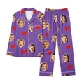thumbnail image 4 of HXWCHs Photo Pajama Set for Women Custom Face Print Loungewear Long Sleeve Nightwear Comfortable Sleepwear L Purple, 4 of 6