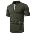 thumbnail image 1 of Birdeem Chemise Décontractée à Manches Courtes Col Montant Ajustée Unie pour Hommes, 1 of 12