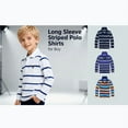 thumbnail image 5 of gcong Kids School Uniform Polo Shirts for Boys Striped Long Sleeve Performance Golf T Shirts Active Pullover Tops Clothes, 5 of 5